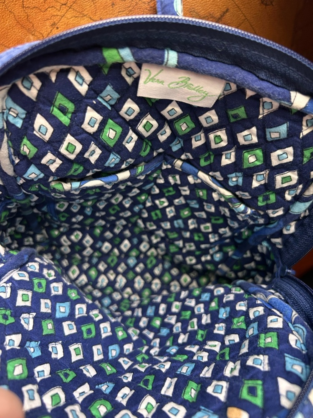 Vera Bradley Mini Backpack -Mediterranean Blue- Quilted Cotton Travel Bag - Picture 9 of 14